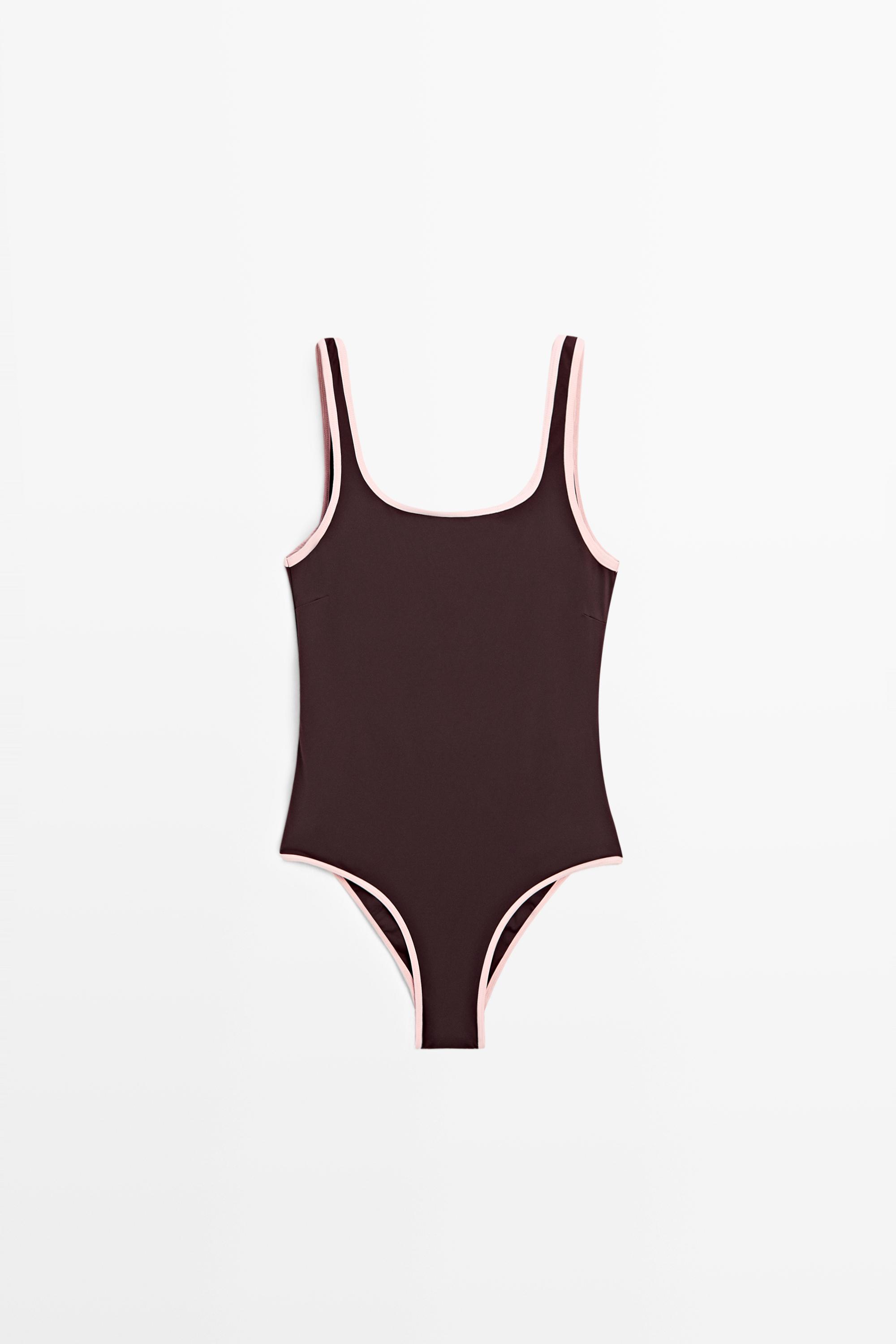 Maillot de bain uni contrastant